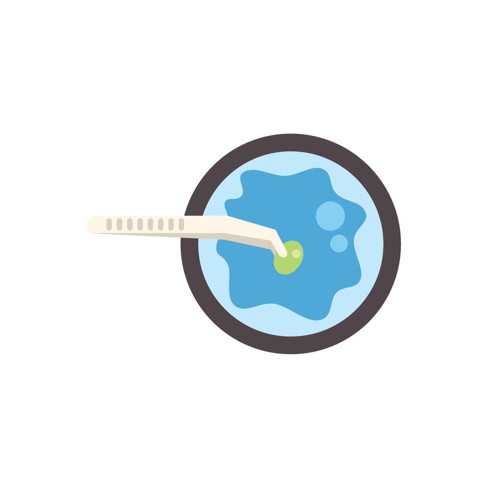 Scientist holding a sample in a tweezers over petri dish vector