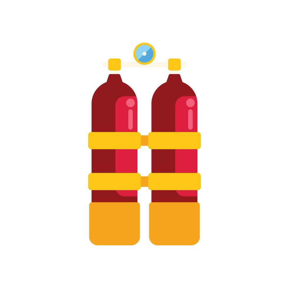 Pair of red scuba diving tanks with gauge for exploring the ocean depths vector