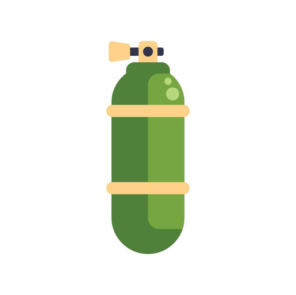 Green oxygen cylinder providing life support for breathing vector