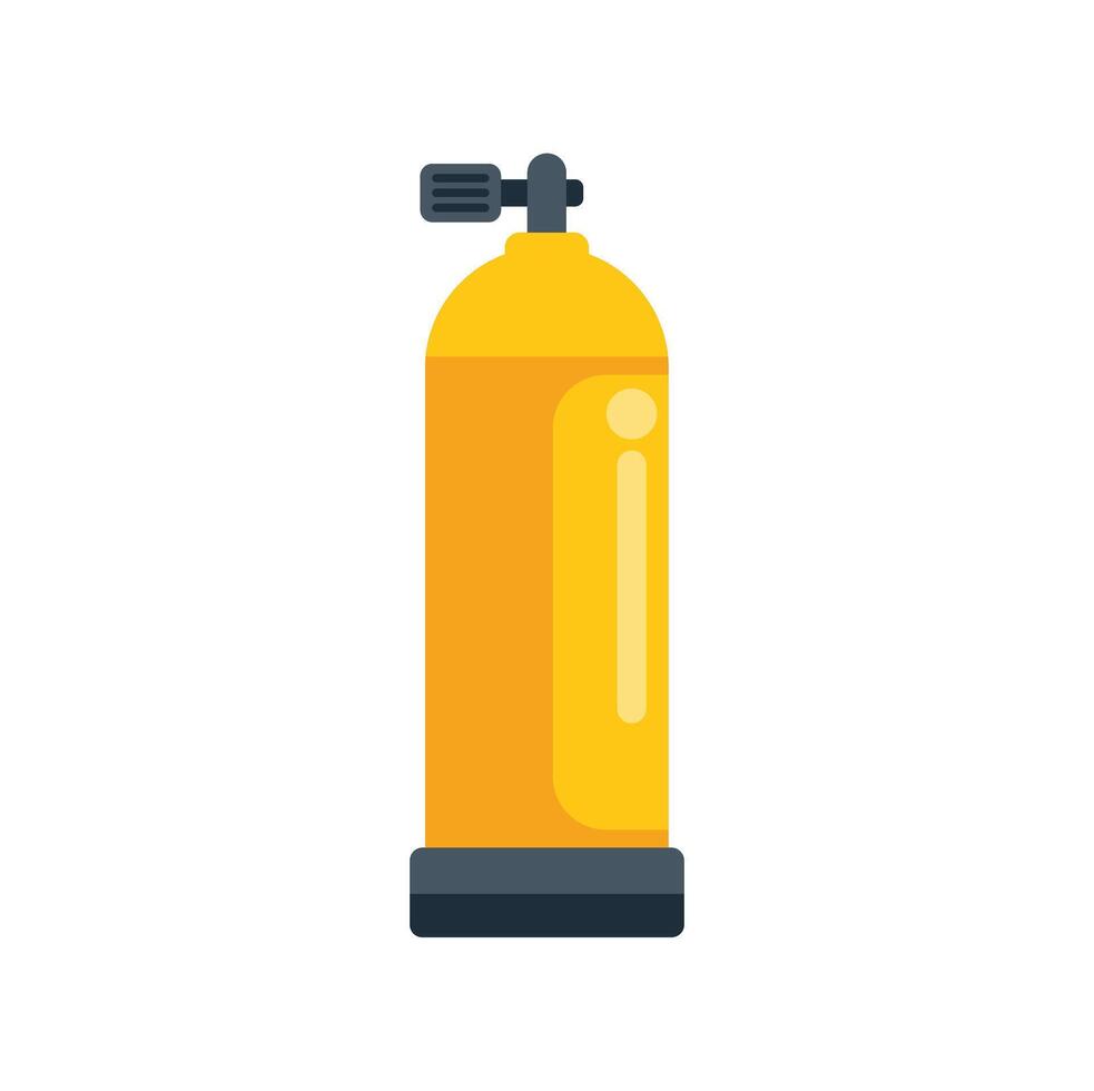 Yellow oxygen tank for diving standing upright vector
