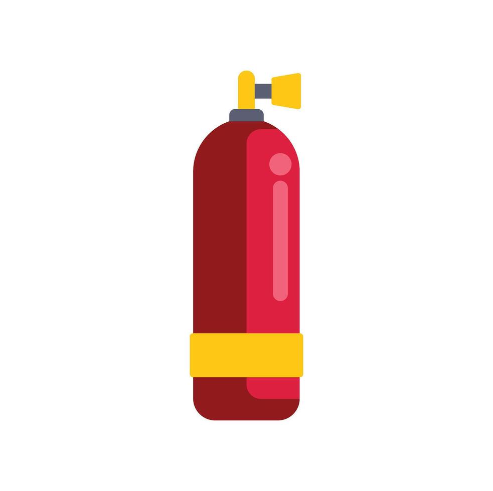 Red oxygen tank standing upright for diving vector