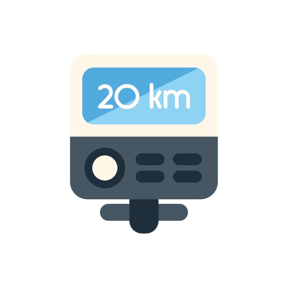 Bike computer showing 20 kilometers distance travelled icon vector