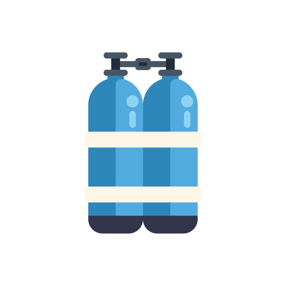 Oxygen tanks connected together with valve for diving vector