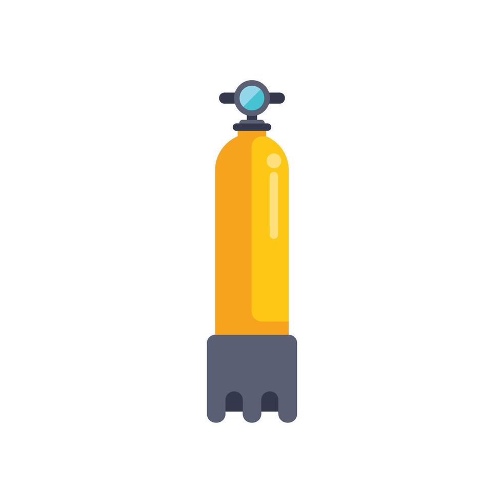 Yellow oxygen tank standing upright for diving exploration vector
