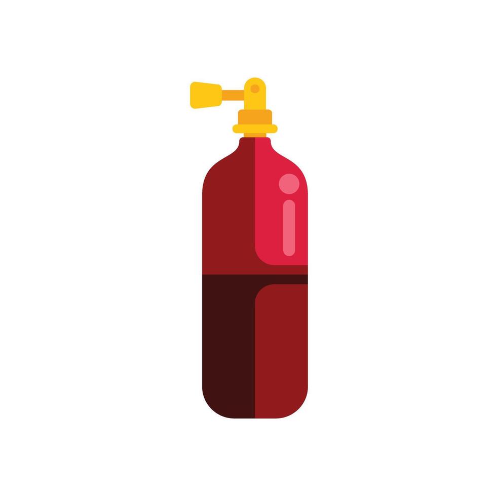 Red oxygen cylinder for diving showing open valve vector
