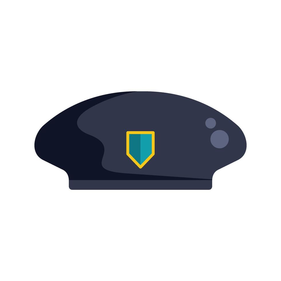 Blue military beret with yellow emblem representing army uniform vector