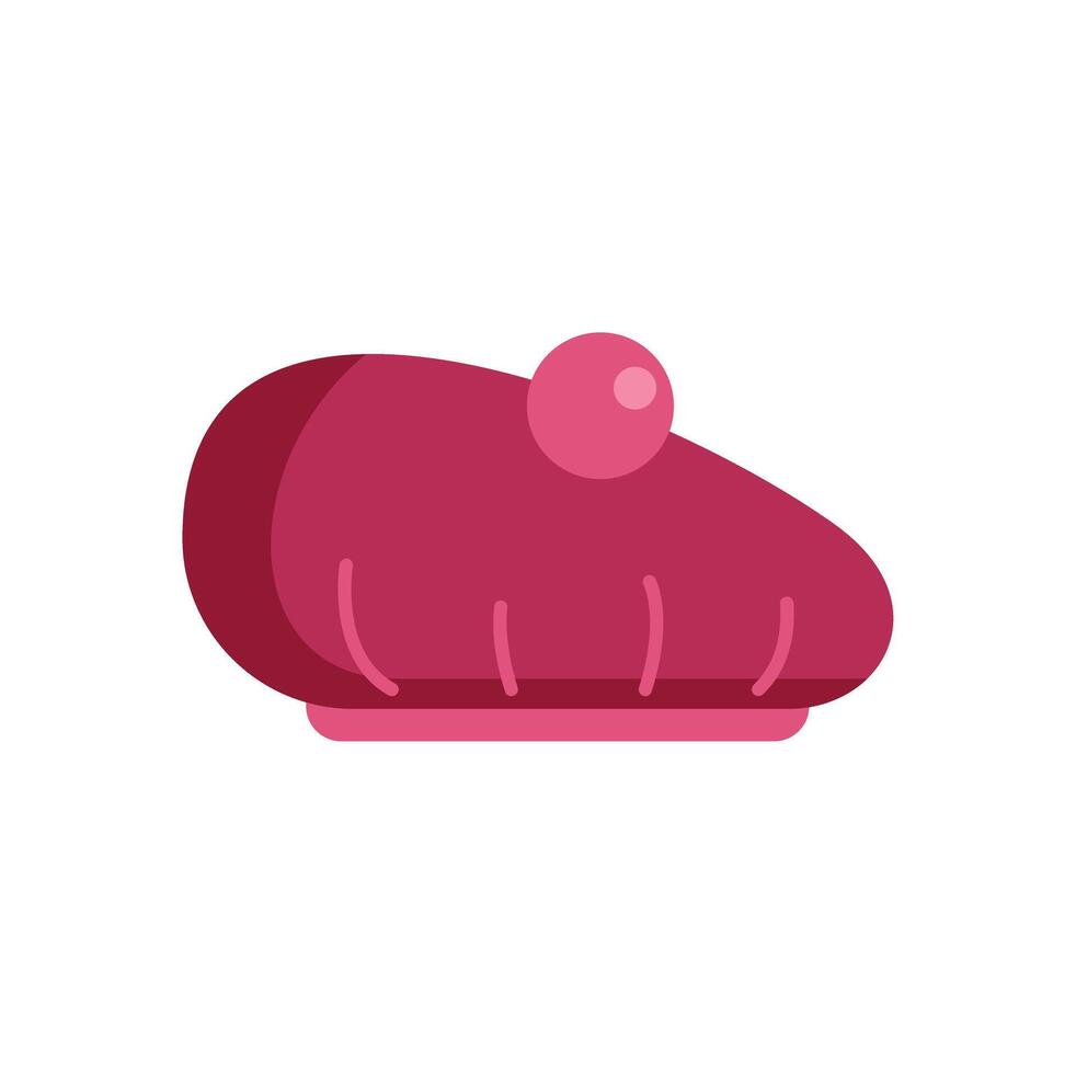 Pink french beret hat with a pom pom fashion illustration vector