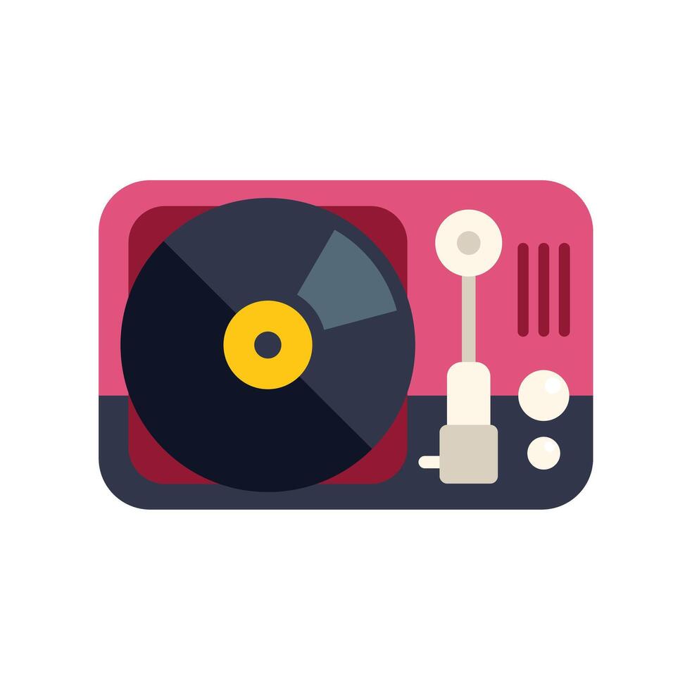 Retro style turntable playing a vinyl record icon vector
