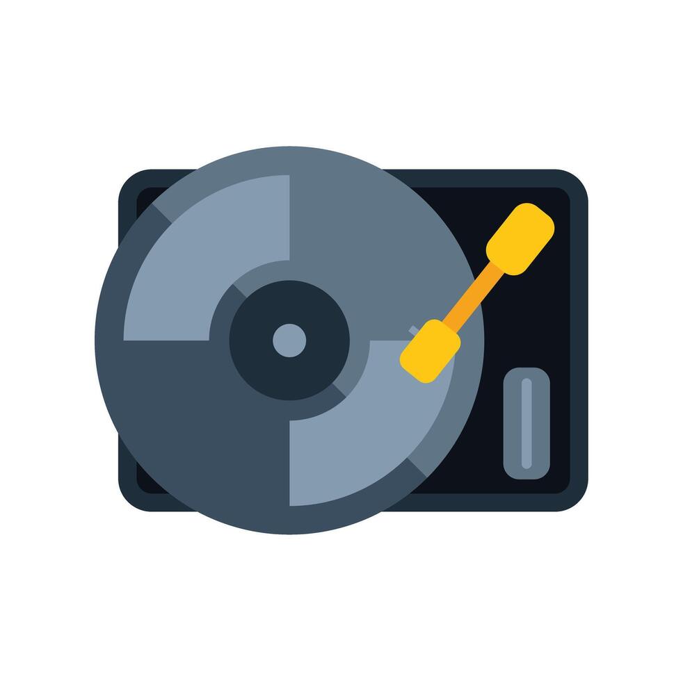 Vinyl record player playing music on turntable vector
