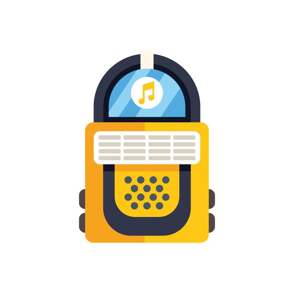 Yellow jukebox playing music icon illustration featuring selection buttons and musical note symbol vector