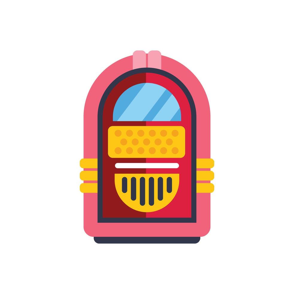 Pink and red jukebox playing rock and roll music vector