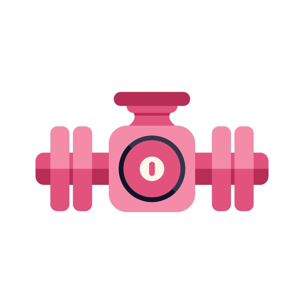Pink water valve with lever and counter for pipeline system vector