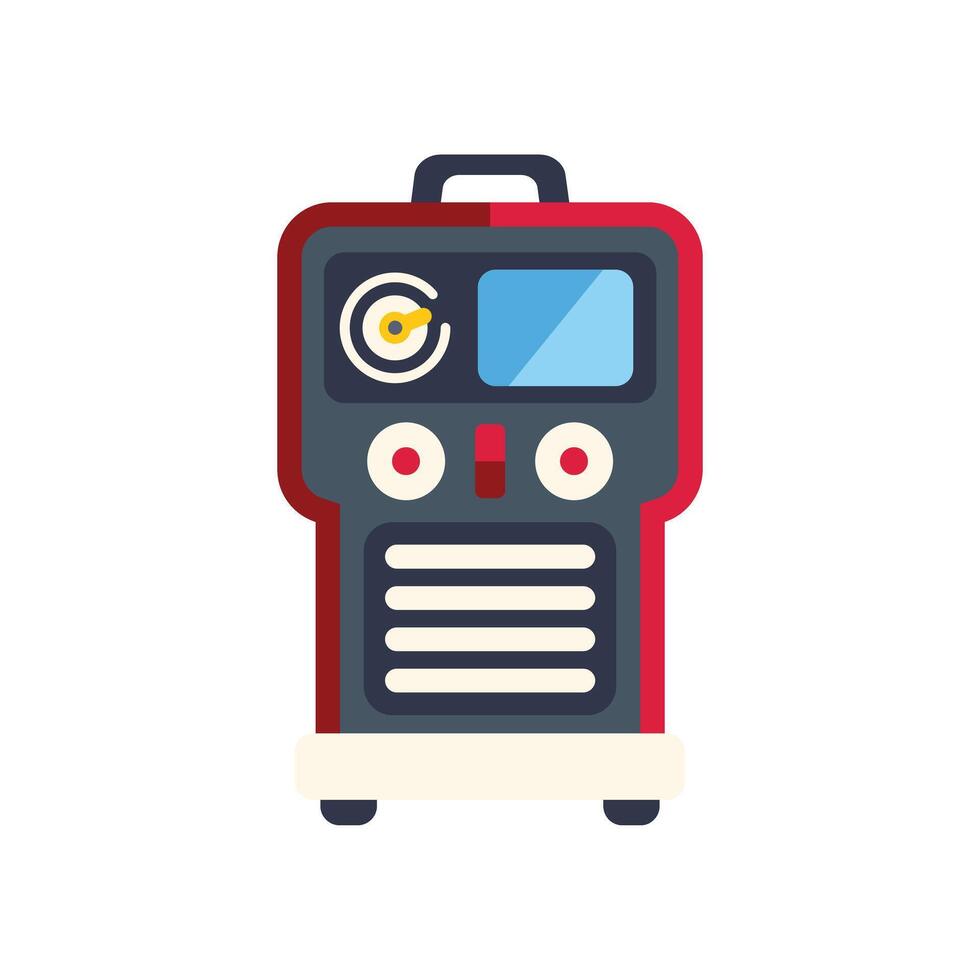 Inverter welding machine showing control panel with buttons and display vector