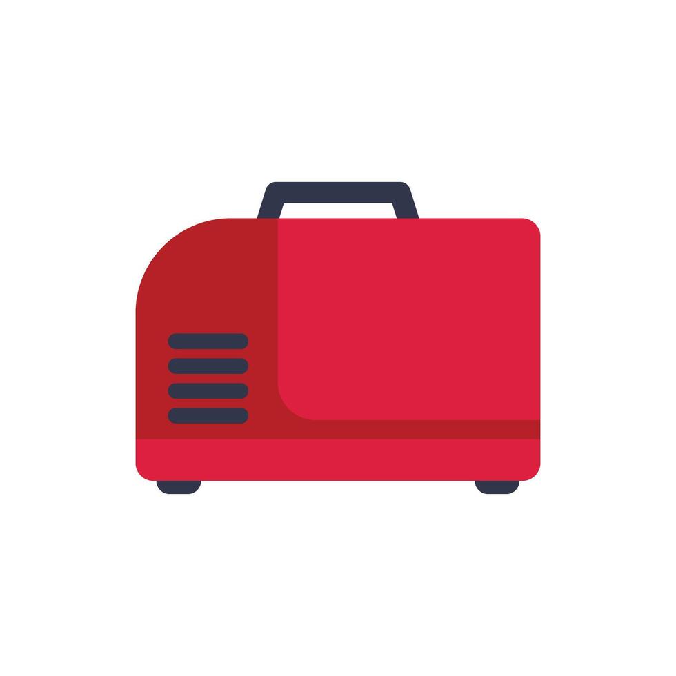 Red portable generator providing emergency power supply vector