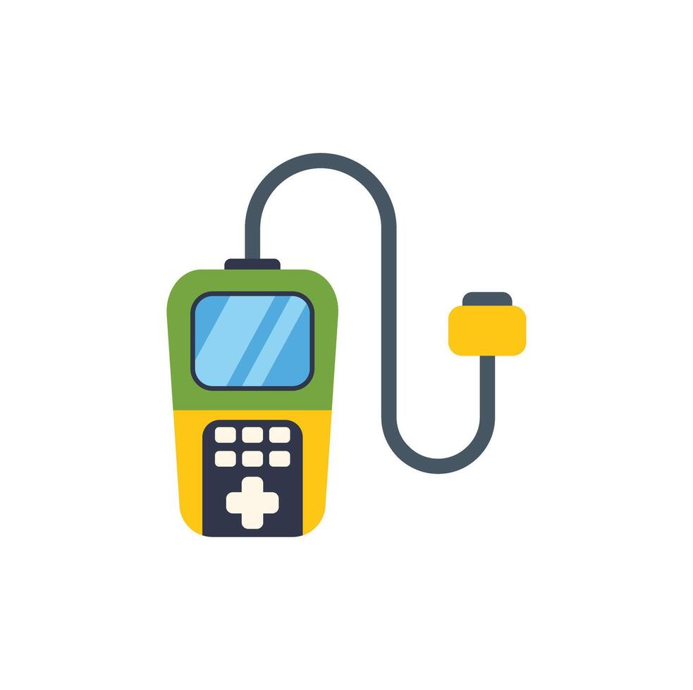 Medical device measuring blood pressure connected to a monitor showing results vector
