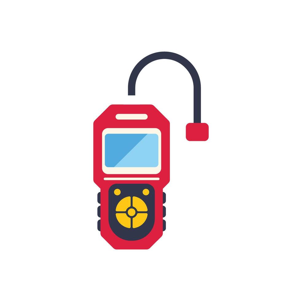 Red multipurpose measuring device with screen and control buttons vector