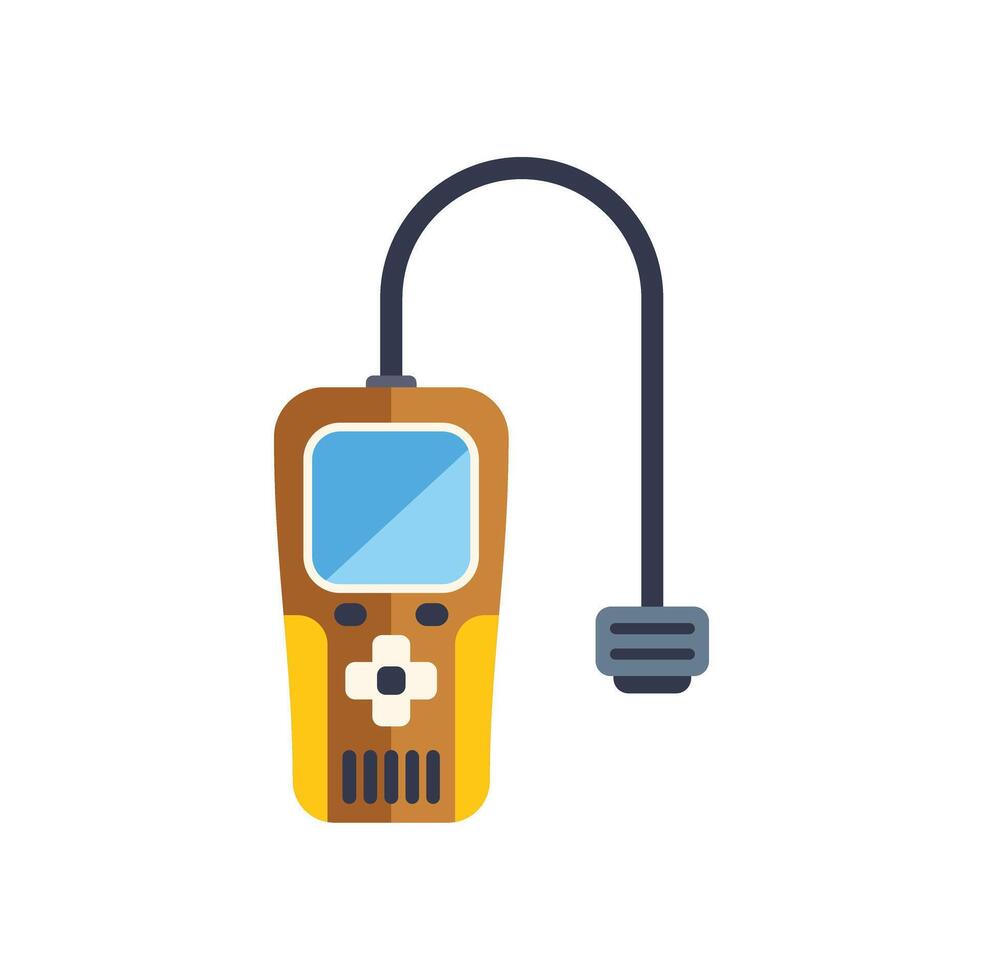 Mechanic using diagnostic tool for car troubleshooting and repairing vector