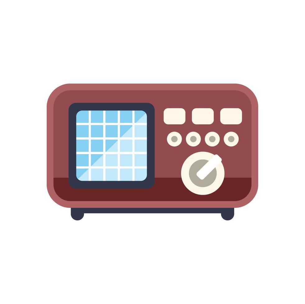 Vintage radio receiver displaying checkered pattern on screen vector