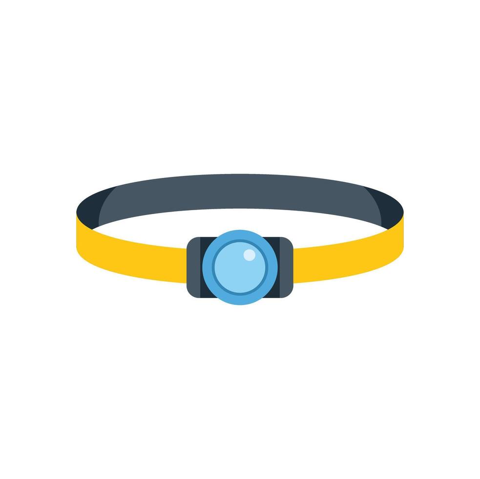 Yellow headlamp for working and hiking in flat design vector