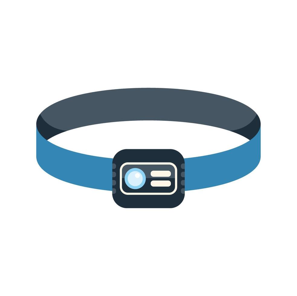 Headlamp with elastic headband for attaching to head vector