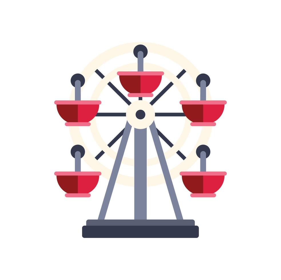Red ferris wheel standing on white background vector