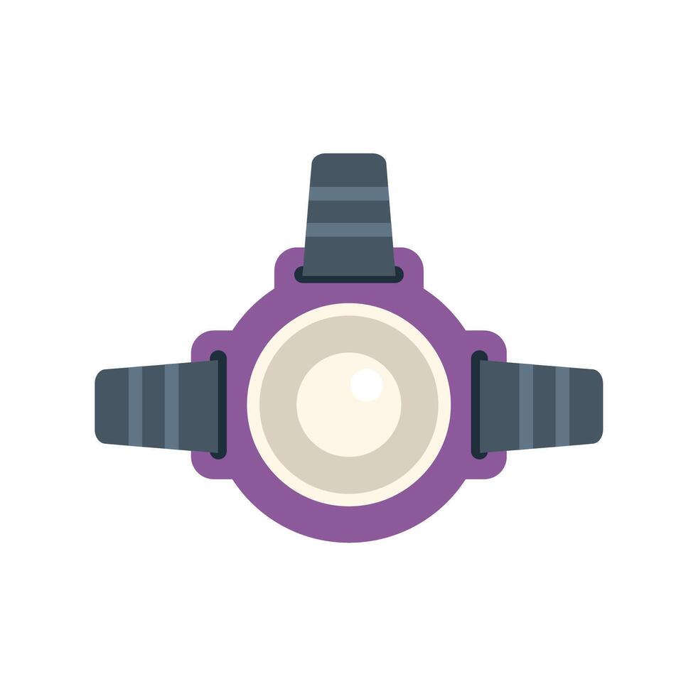 Purple headlamp with elastic straps for outdoor activities vector