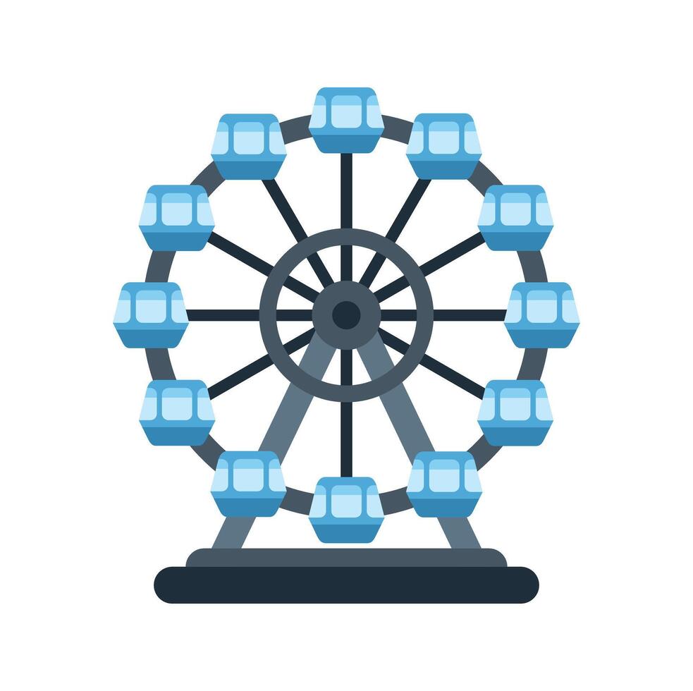 Ferris wheel rotating at amusement park on white background vector
