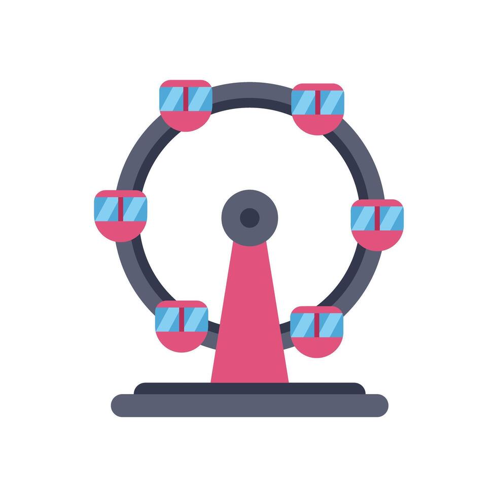 Ferris wheel spinning at the amusement park on summer day vector