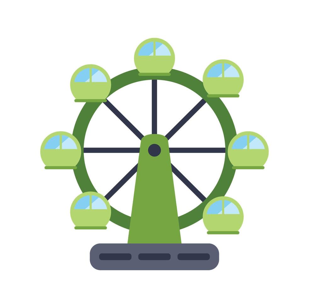 Green ferris wheel revolving at amusement park vector