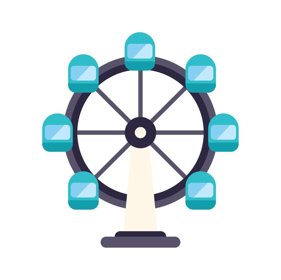 Ferris wheel rotating at local amusement park on summer day vector