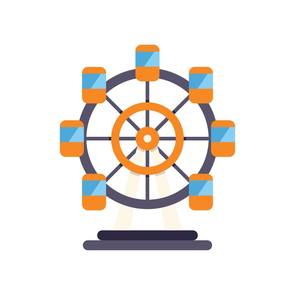 Ferris wheel rotating at amusement park on white background vector