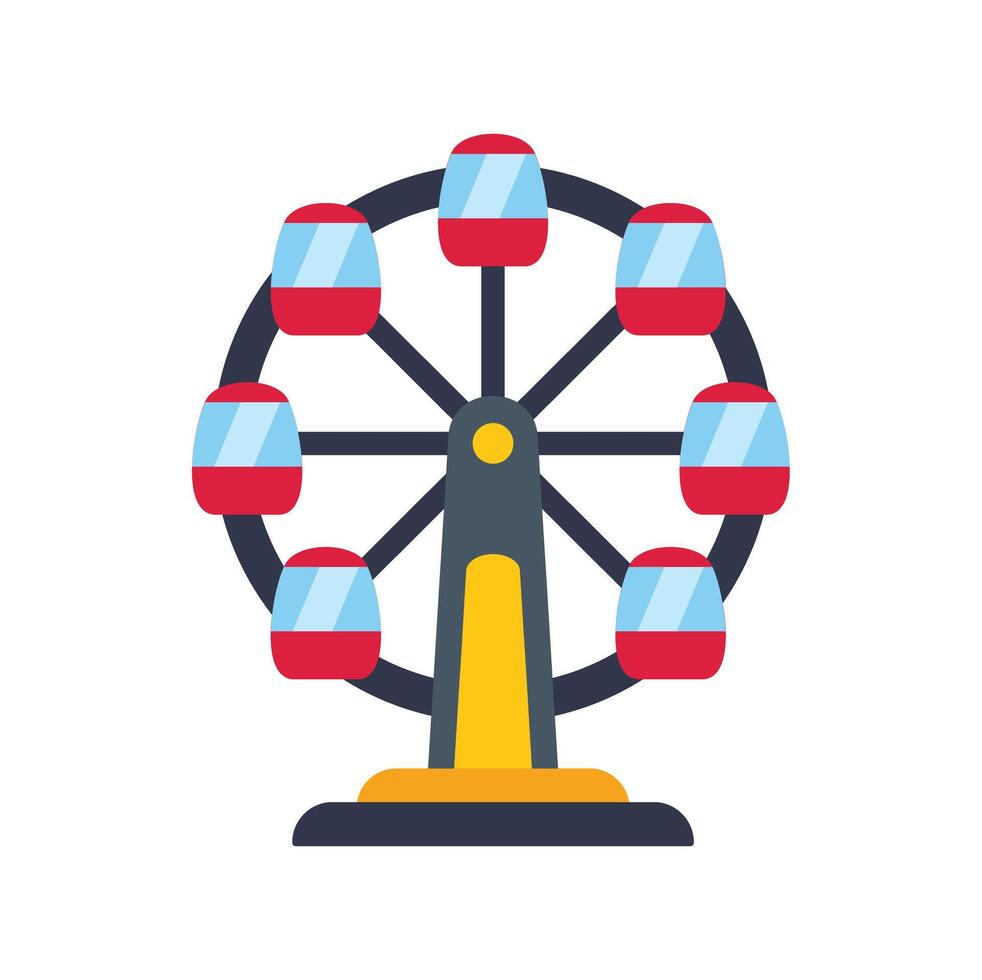 Ferris wheel standing on the ground with empty cabins vector