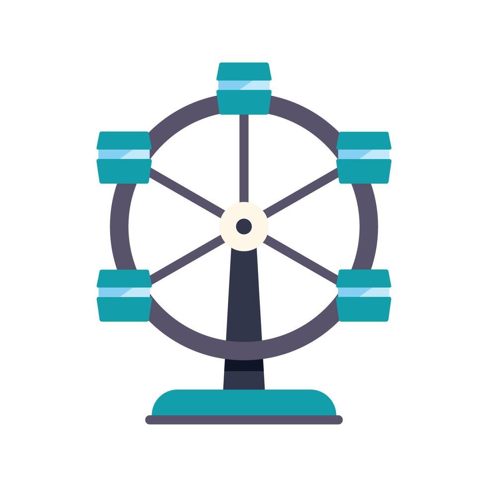 Ferris wheel rotating at amusement park on white background vector