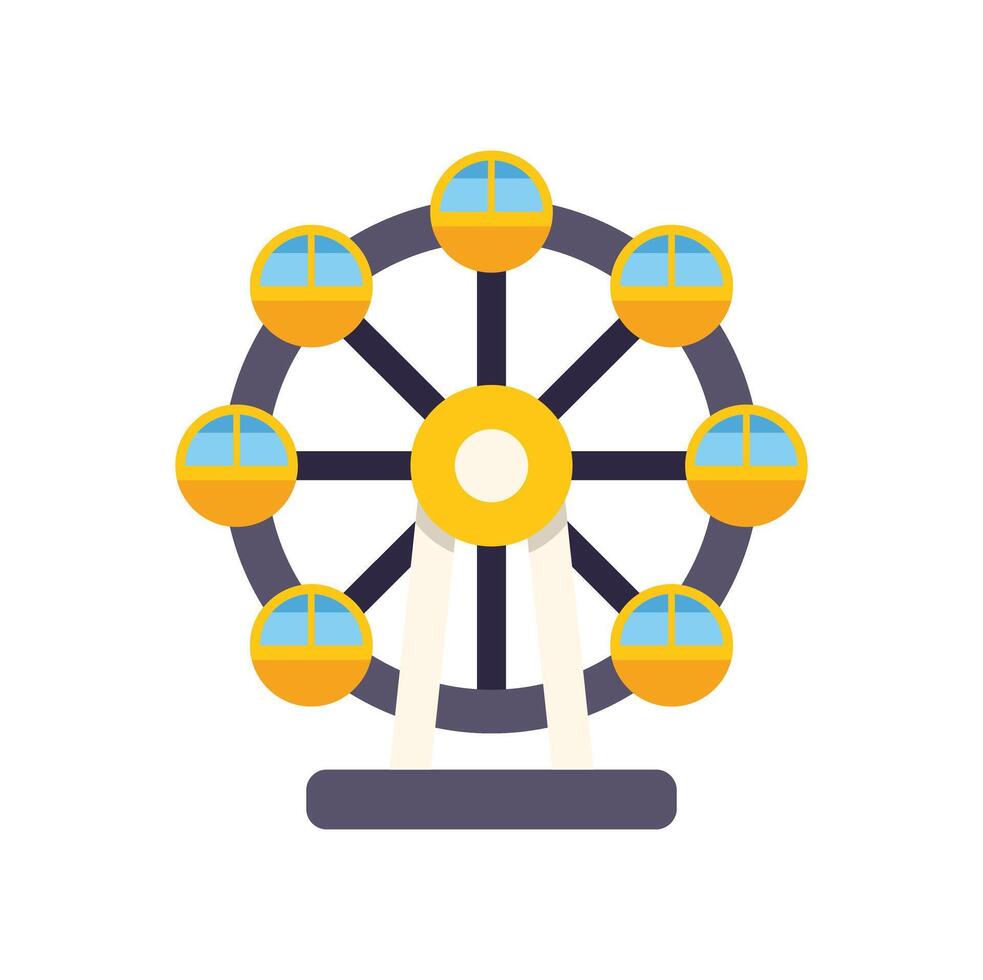 Big wheel standing still with empty cabins at the amusement park vector