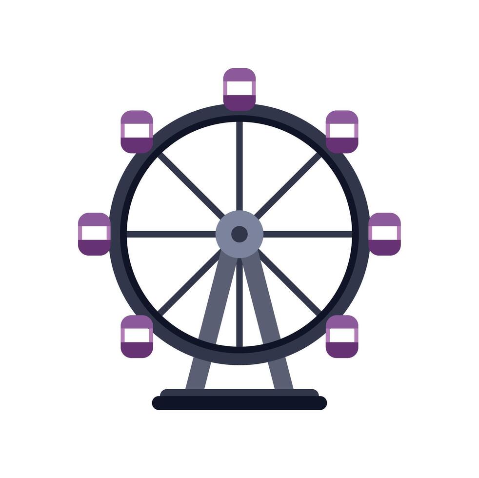 Ferris wheel rotating at amusement park on white background vector