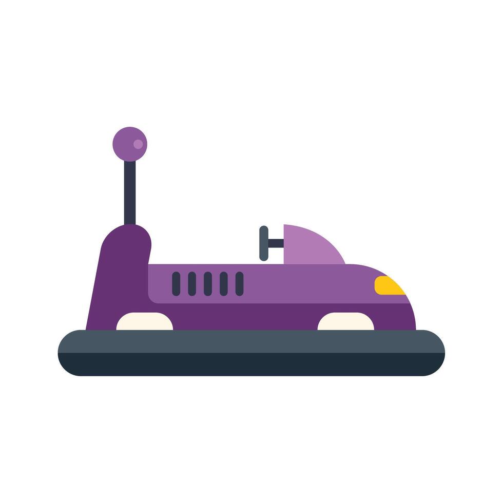 Purple bumper car hovering over ground at amusement park vector