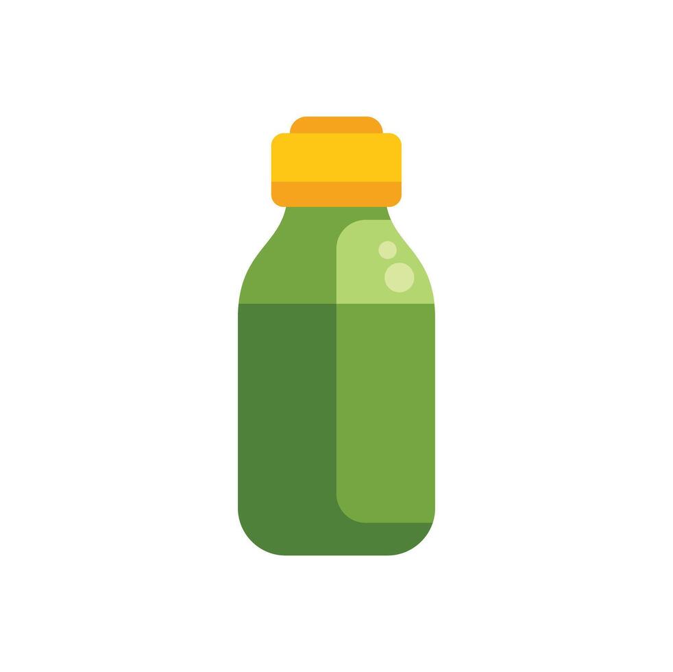 Green glass bottle containing sparkling water with yellow cap vector