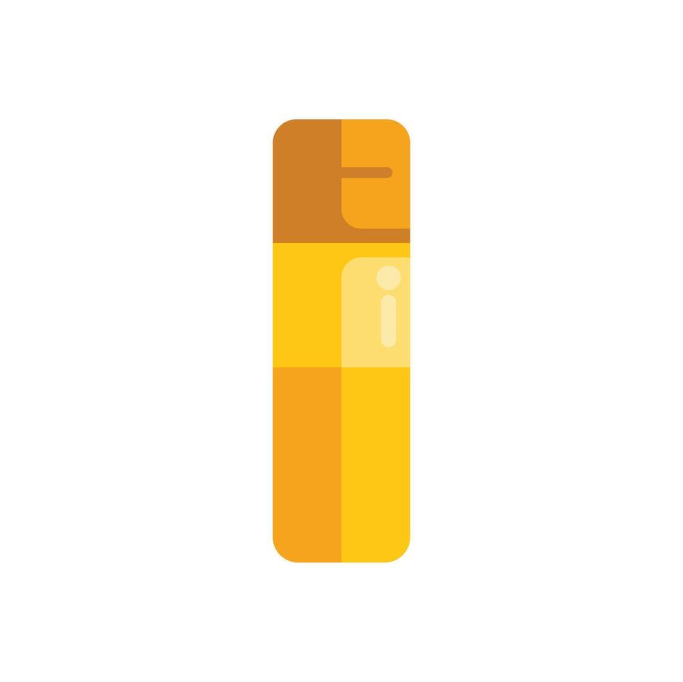Yellow plastic and glass bottle with brown cap flat icon vector
