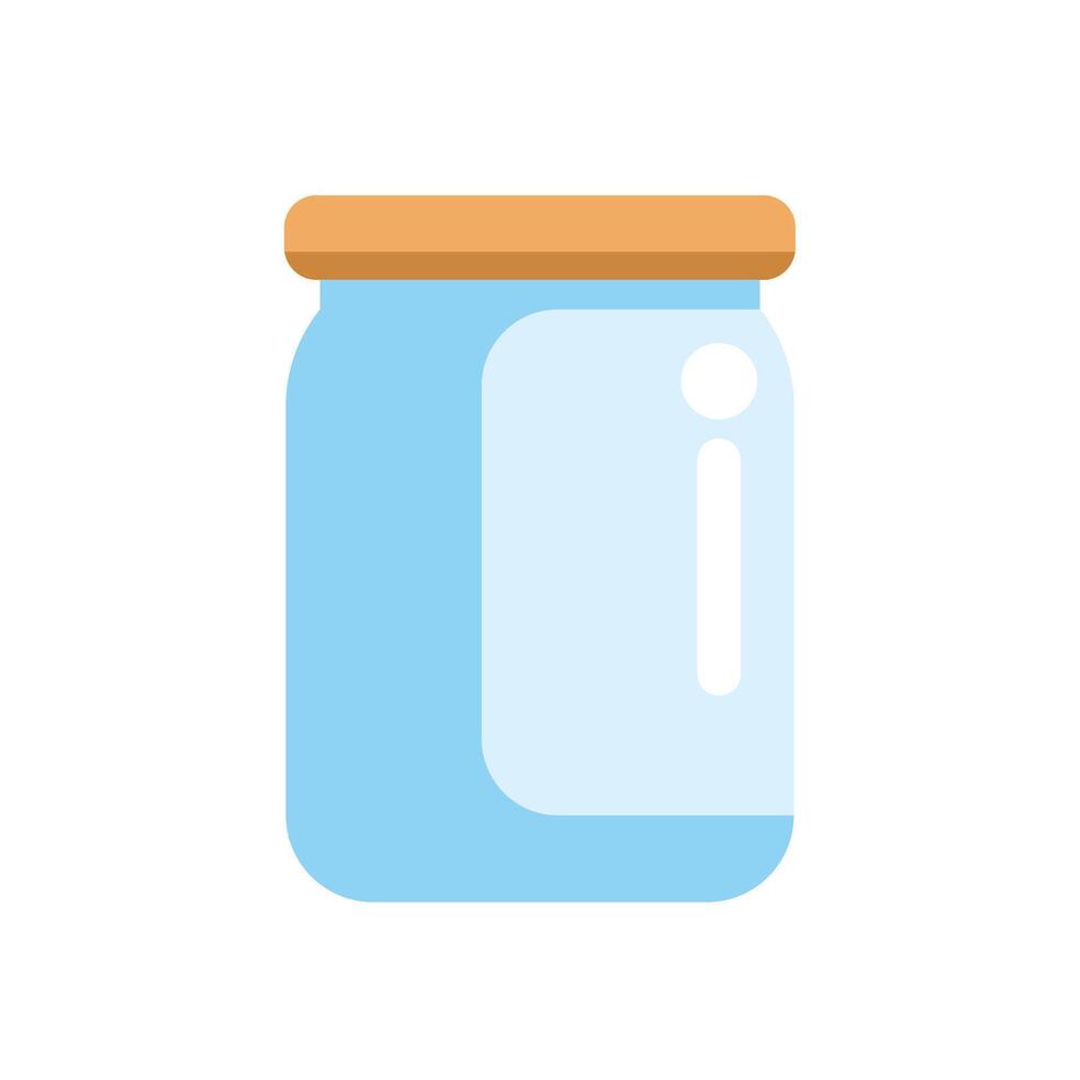 Blue glass jar with wooden lid closed and empty label vector