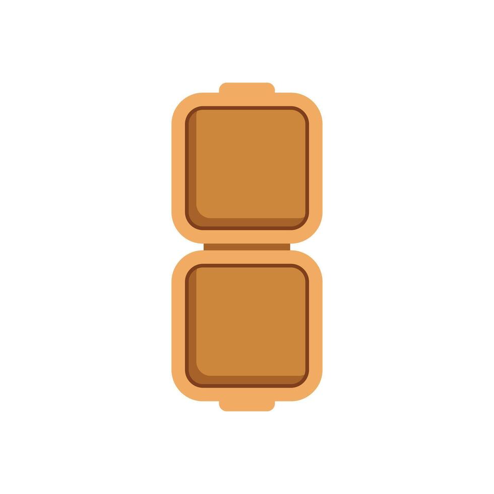 Open square brown cardboard food box staying up vector