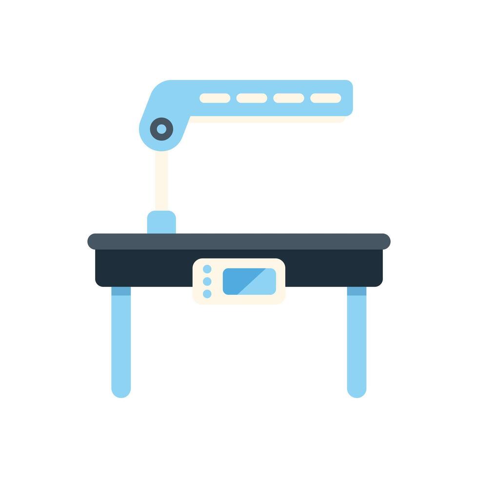 Medical examination table with lamp and display showing vitals vector