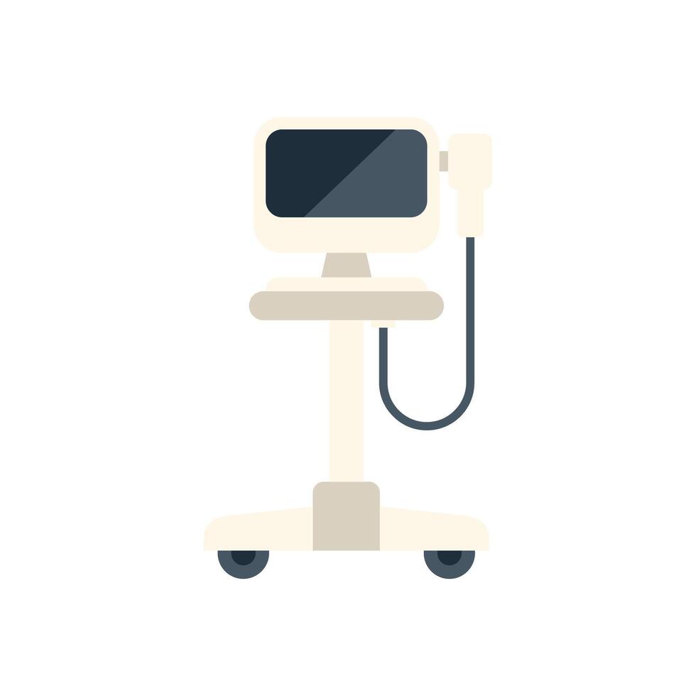 Medical ultrasound diagnostic machine standing on wheels vector