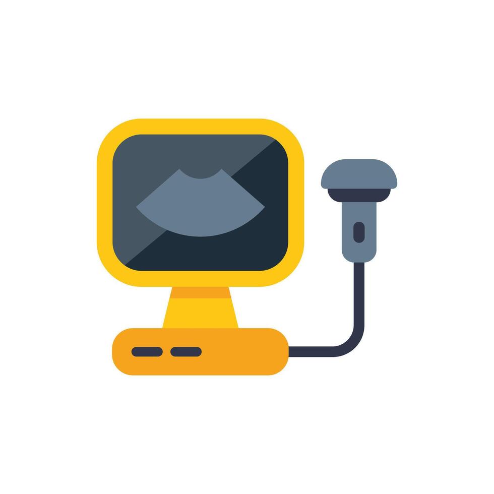 Ultrasound machine displaying sonogram for medical diagnosis vector
