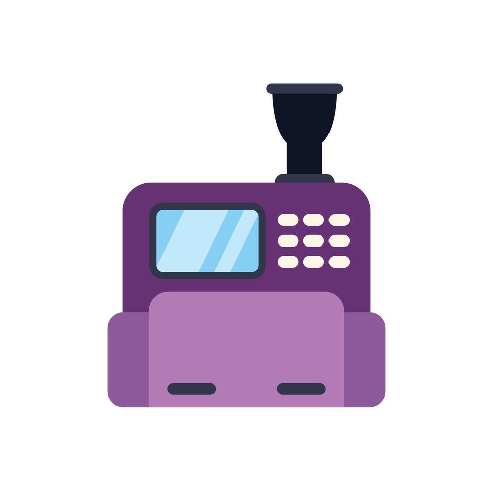 Purple pos terminal accepting contactless payment vector