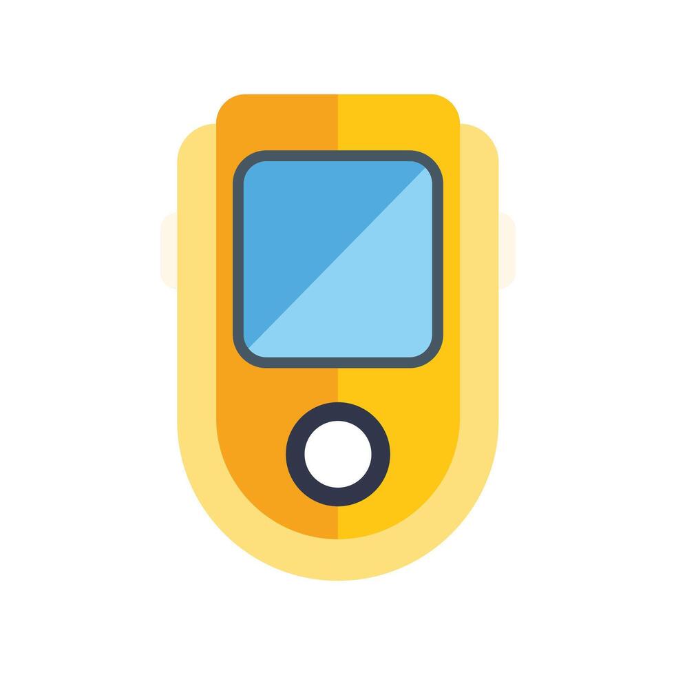 Yellow smartwatch displaying time tracking app with gps location vector