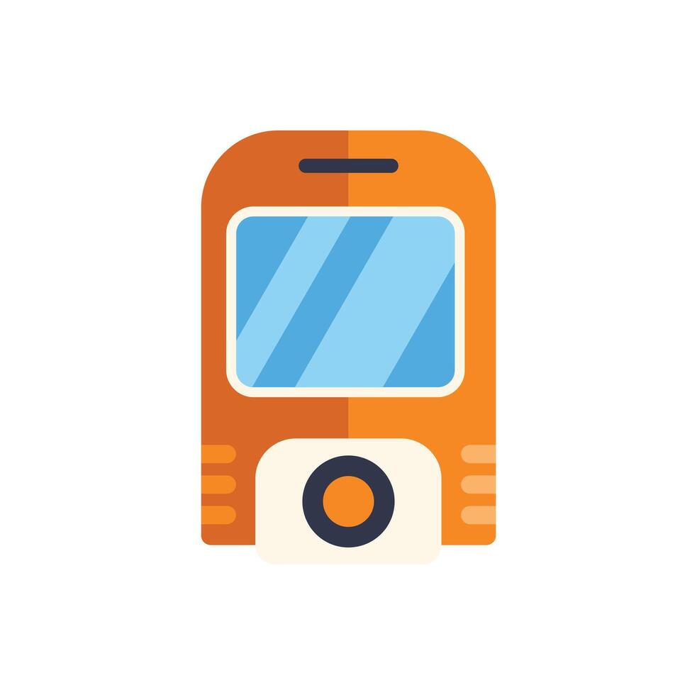 Orange train front view public transportation icon vector