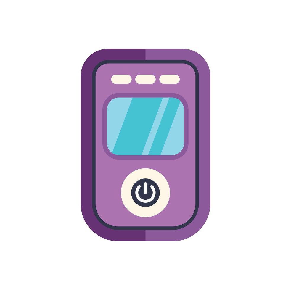 Purple portable music player displaying power button interface vector