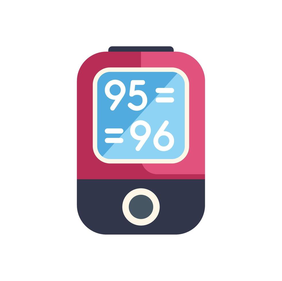 Pulse oximeter showing oxygen saturation level icon vector
