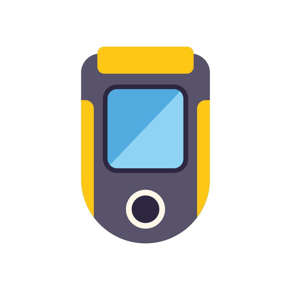 Old mobile phone featuring small screen and single button vector