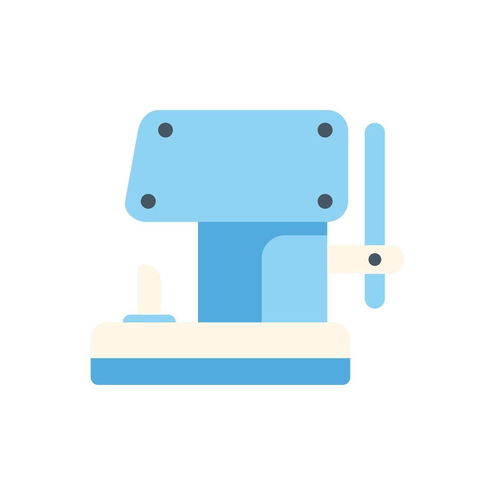 Blue water well pump delivering water with handle and pipe vector